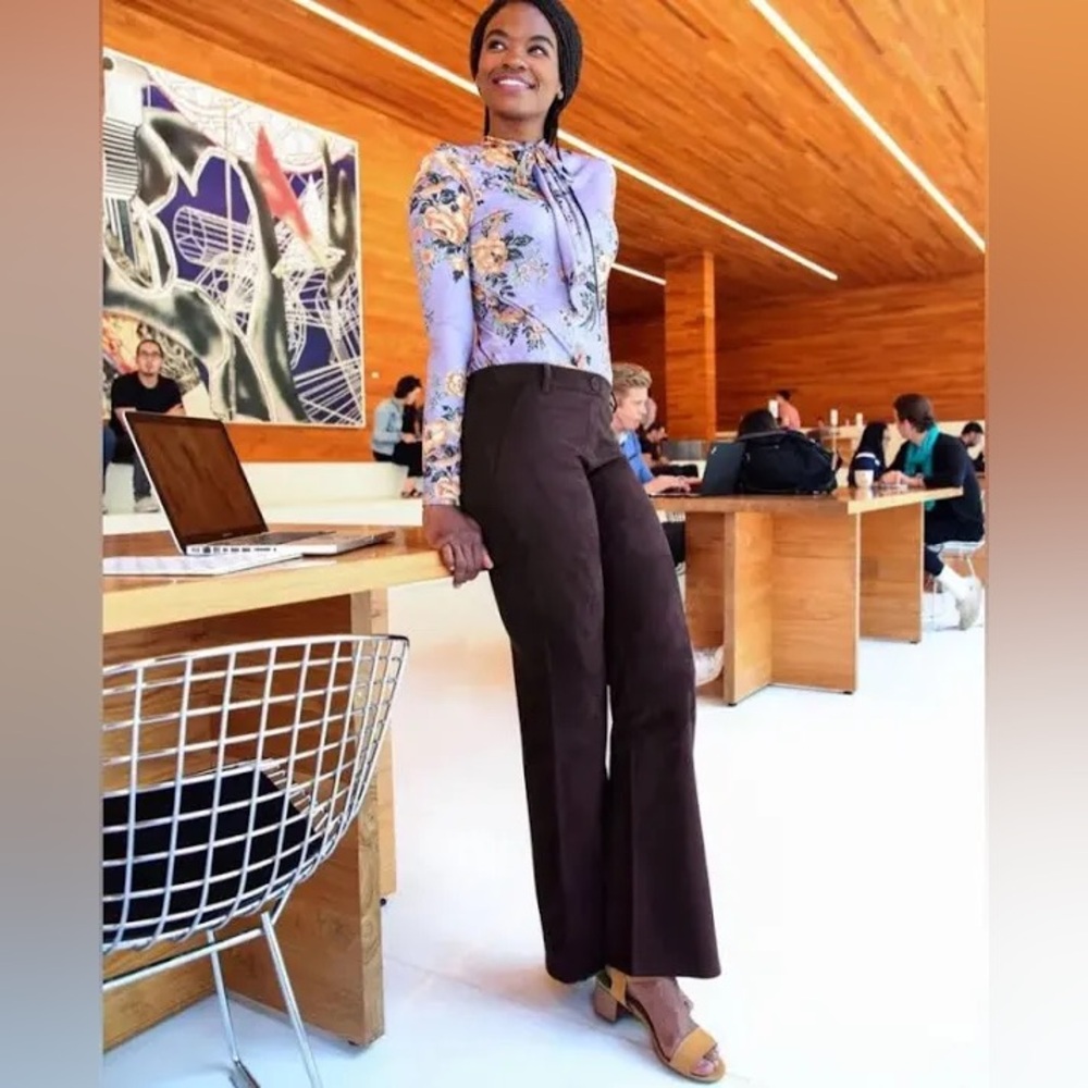 Betabrand Faux Suede Flared Yoga Dress Brown Pants M